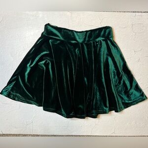Green Velvet Skater Skirt - Large